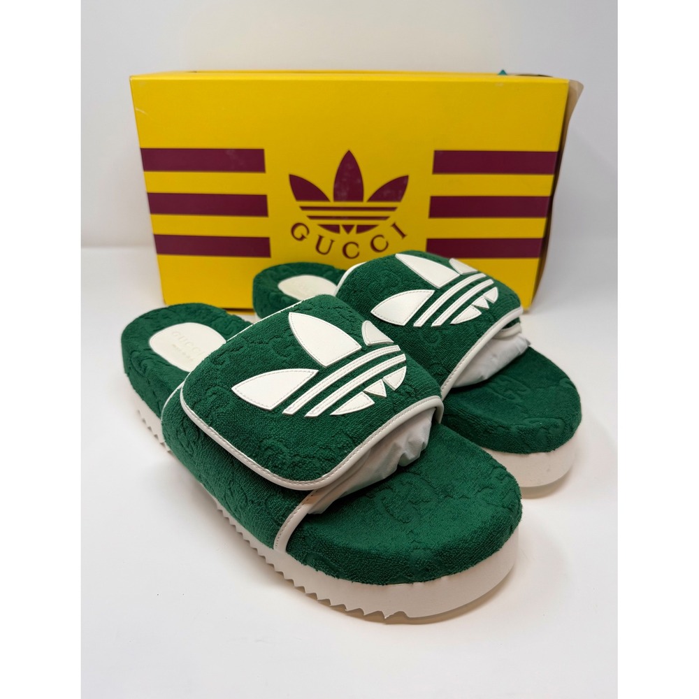 Gucci X Adidas GG Platform Sandal Green Size 12 US 11 EU